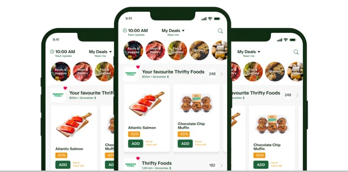 More Savings. Less Waste image of mobile screens